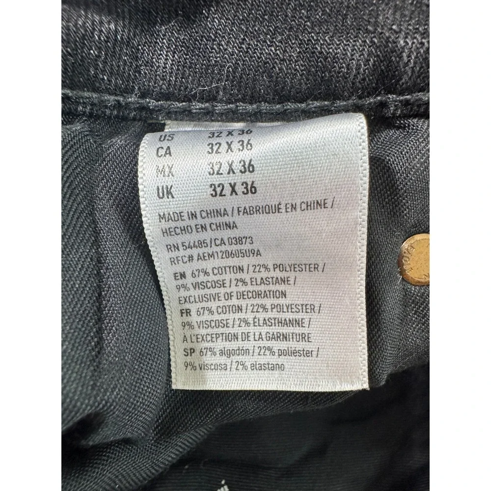 American Eagle Slim Jeans Mens 32x36 Black NEW Distressed Ne(x)t Level Flex 3002